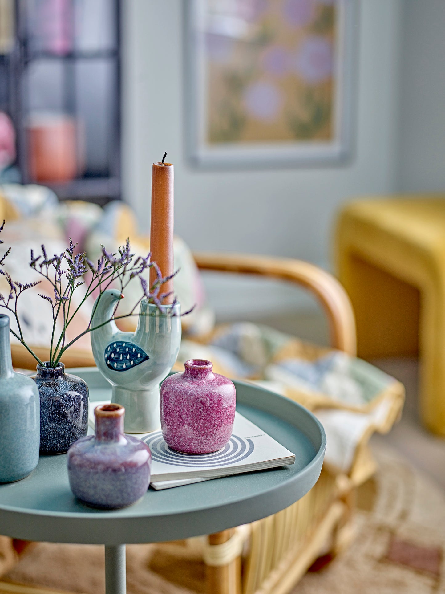 Bloomingville Mini Vase mauve/weiß