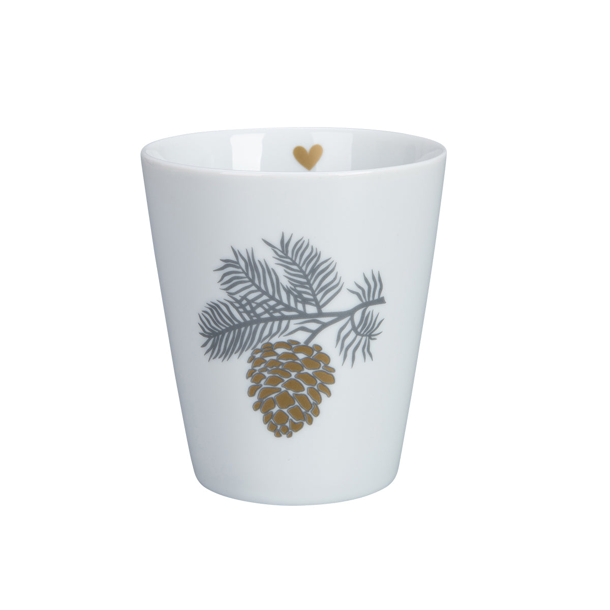 Krasilnikoff Tasse Tannenzweig mit Zapfen (H 10 cm | Ø 8,8 cm)