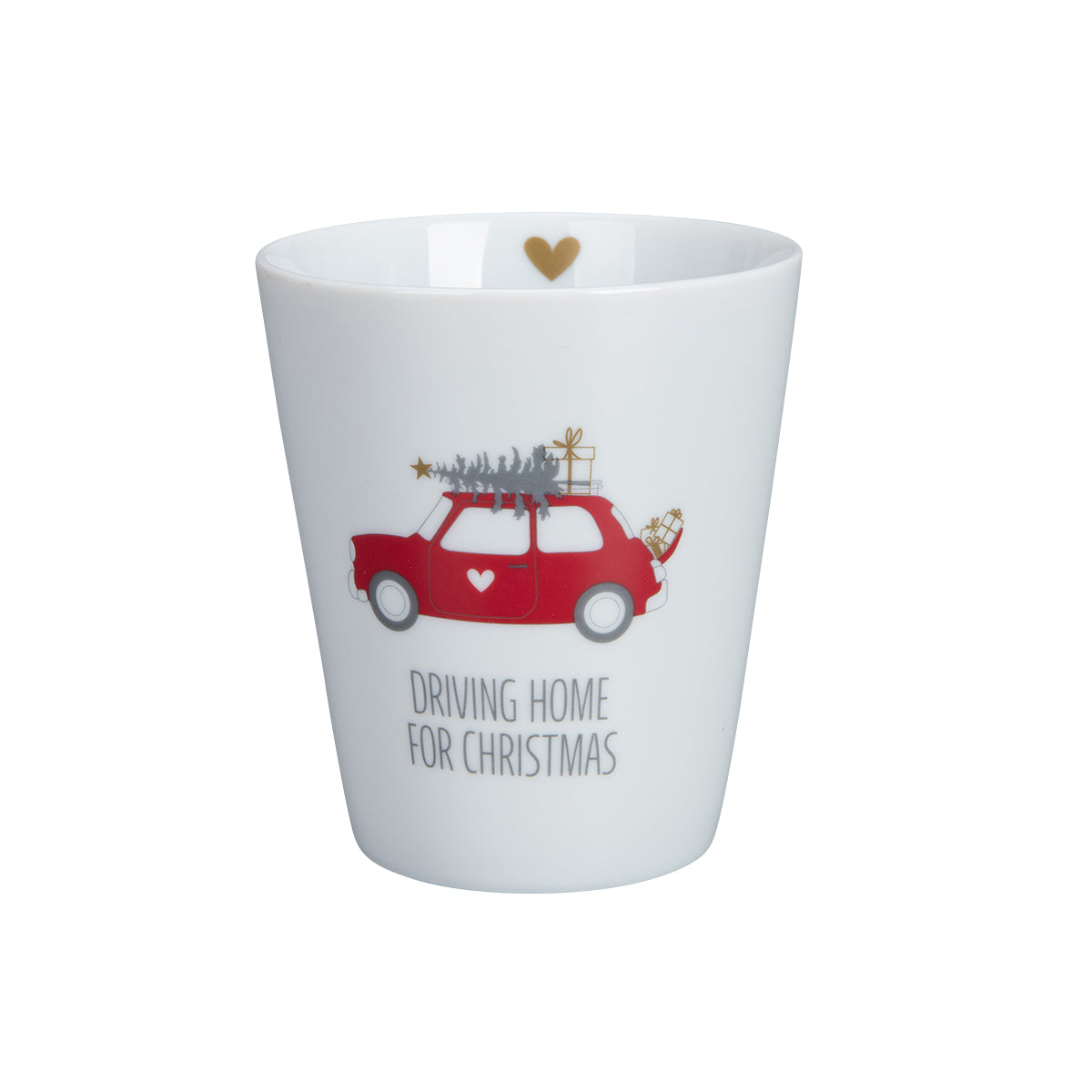 Krasilnikoff Tasse Auto "Driving home for Christmas" (H 10 cm | Ø 8,8 cm)