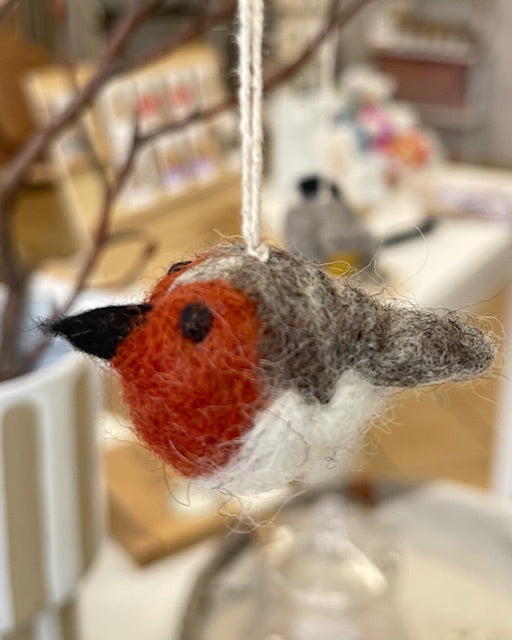 Gry & Sif Filzanhänger Rotkehlchen Vogel rot 3er Set