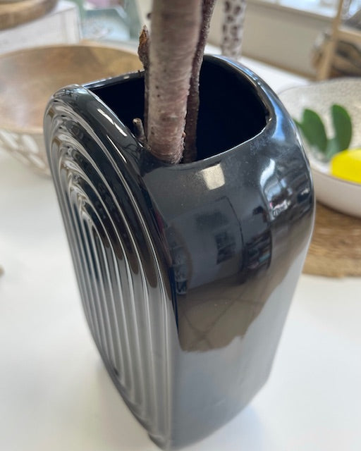 Vase weiß/schwarz Regenbogen