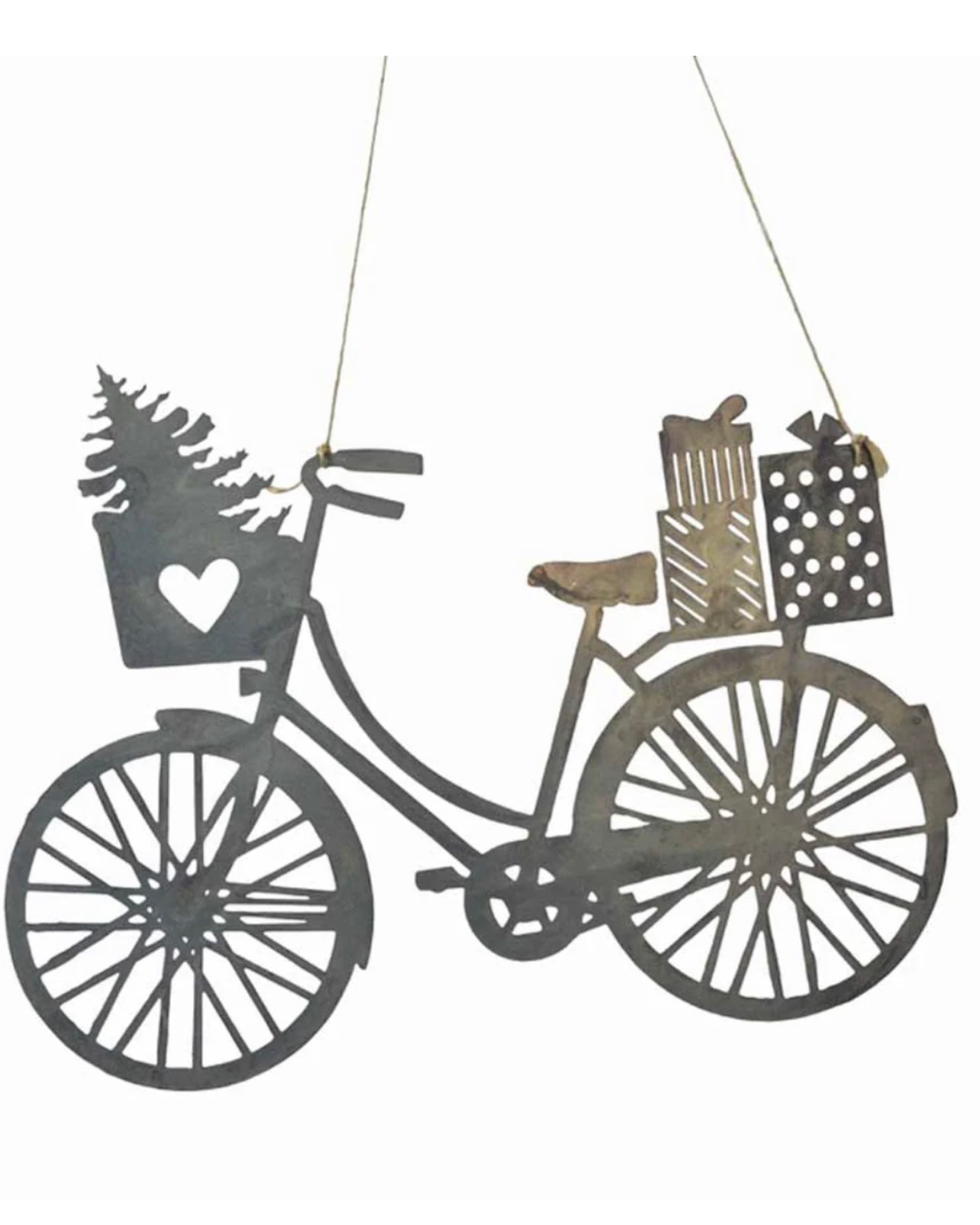 Krasilnikoff Anhänger Fahrrad Zink – Nostalgischer Weihnachtsschmuck (14,5 x 11 cm)