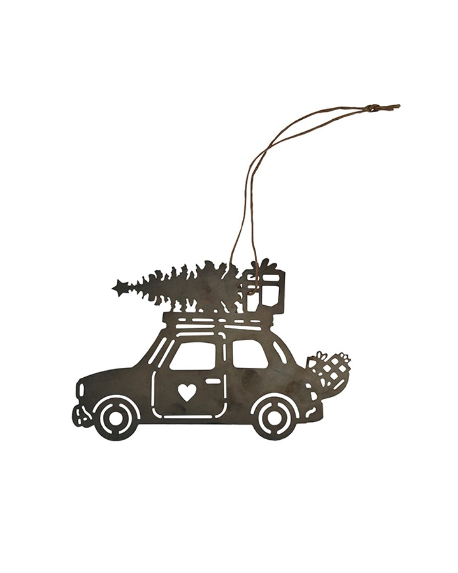 Krasilnikoff Anhänger Auto Zink - Verspielte Weihnachtsdekoration