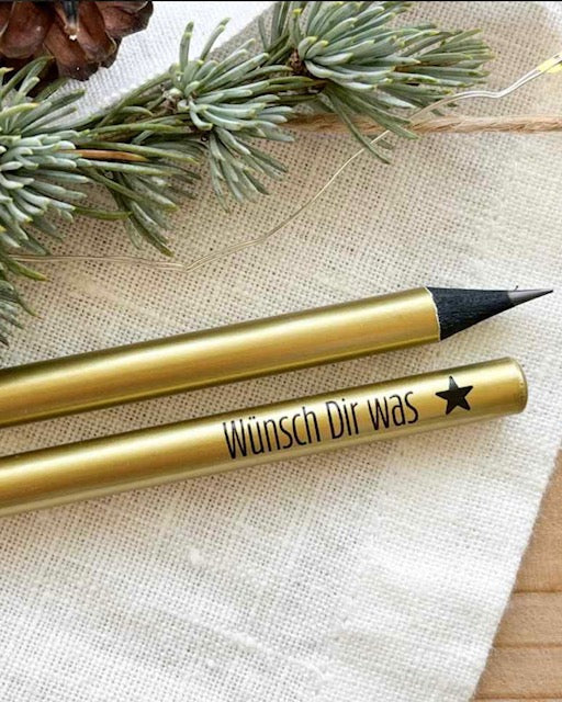 Bleistift gold "Wünsch Dir was"