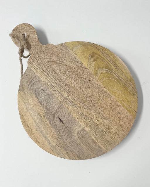 Rundes Holzbrett 30 cm mit Griff & Füßen - Servierbrett aus Naturholz
