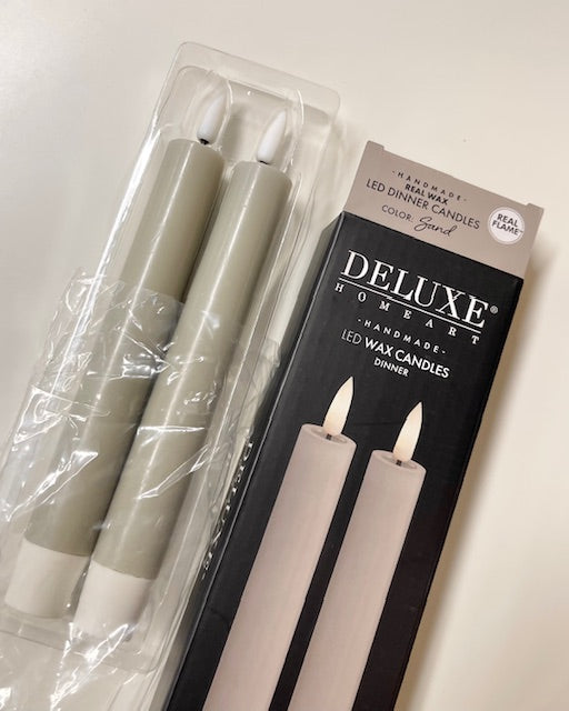 Deluxe Homeart Stabkerzen LED 2er Set sand, 15 cm