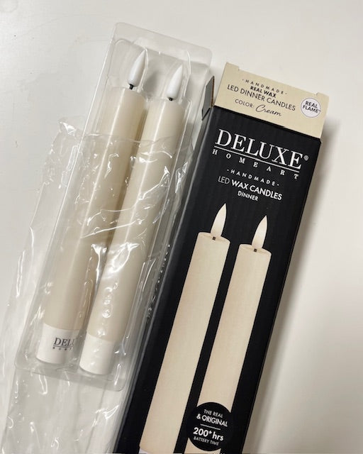 Deluxe Homeart LED Stabkerzen 2er Set creme, 15cm