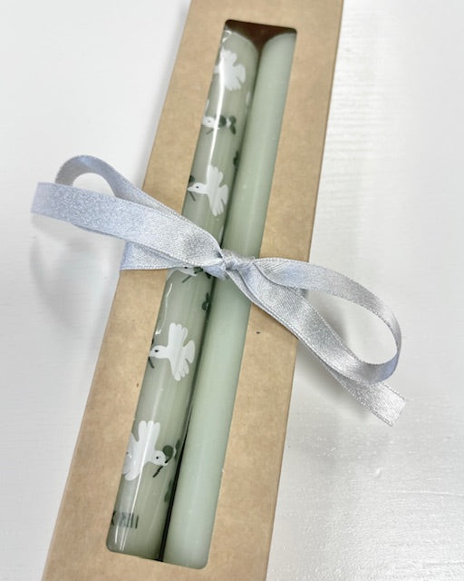 Kerzenset Friedenstaube grün/rosa