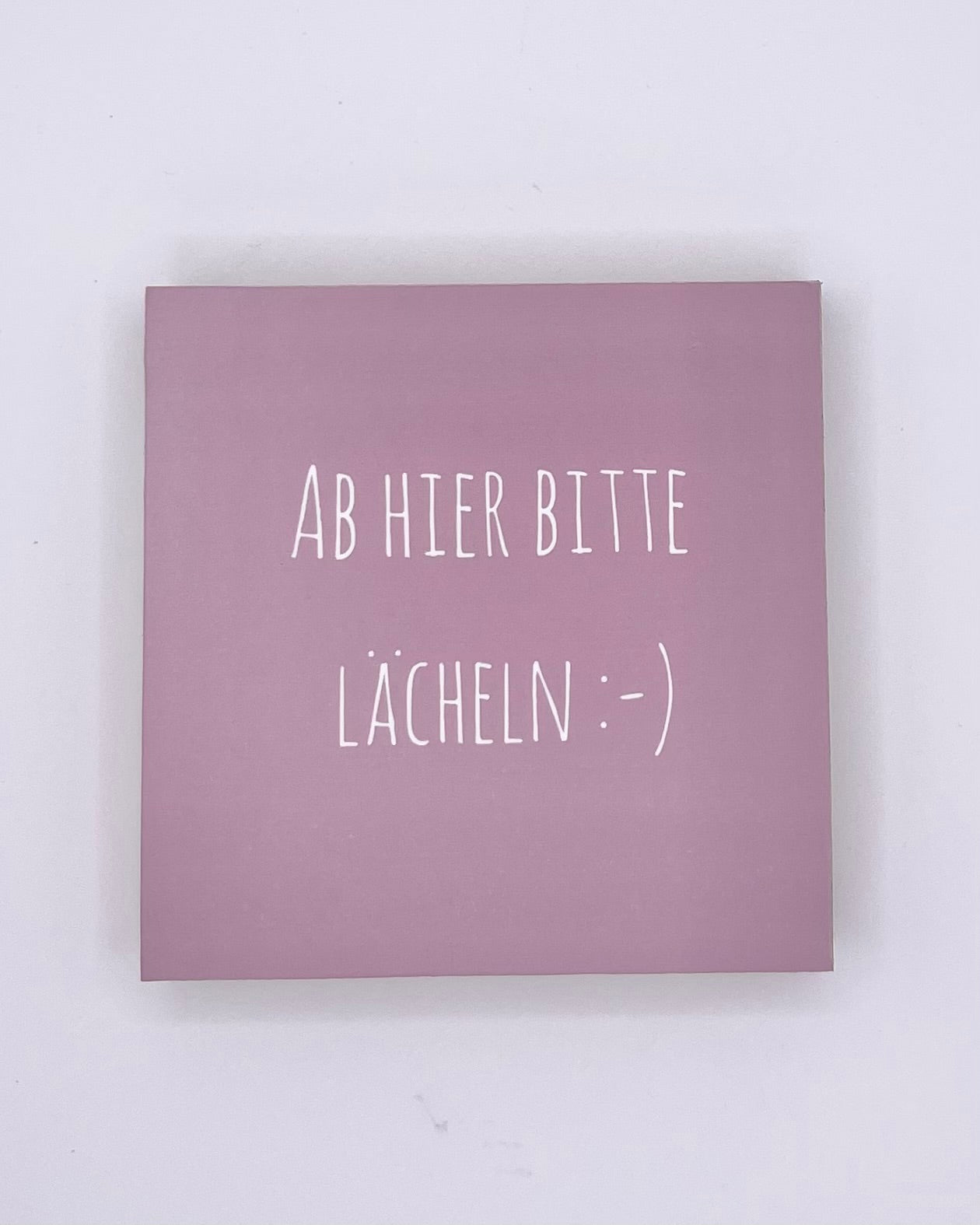Handgemachte Holzschilder mit lustigen Sprüchen – dekorativ & einzigartig "Ab hier bitte lächeln", 10x10 cm