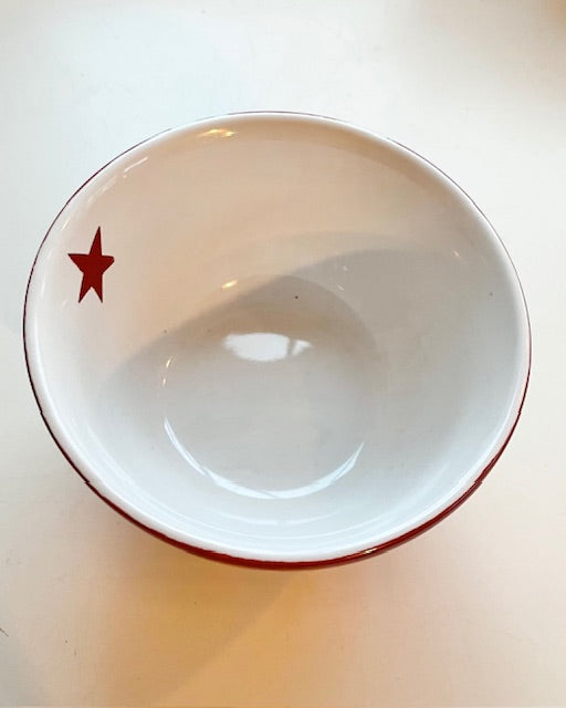 Krasilnikoff Schale dunkelrot mit weißen Sternen – 13 cm, mit Fuß