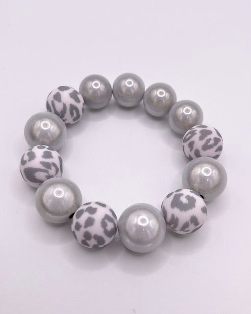 Armband silber weiß mit Leoperle Miracle Beads