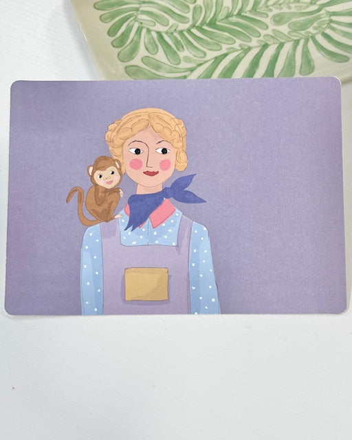 MIAO Postkarte Mädchen mit Affe