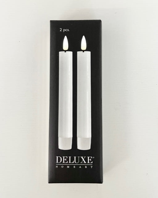 LED Stabkerze 2er Set, weiß 15cm