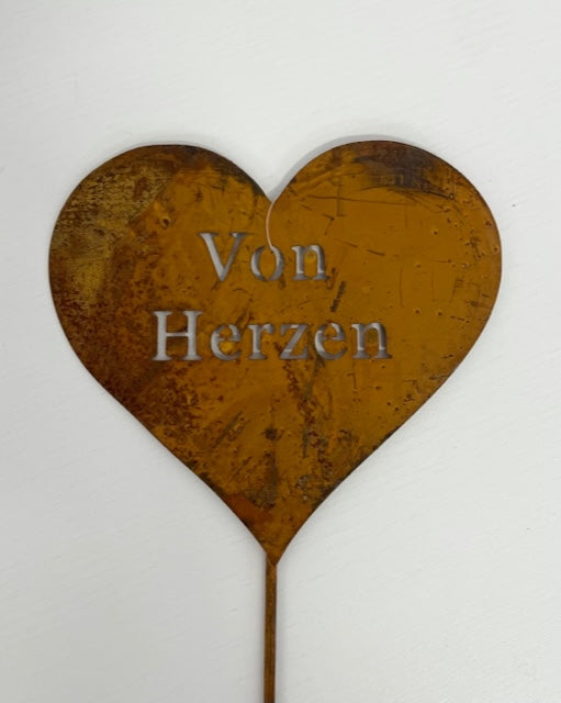 Gartenstecker Rost Herz "Von Herzen"