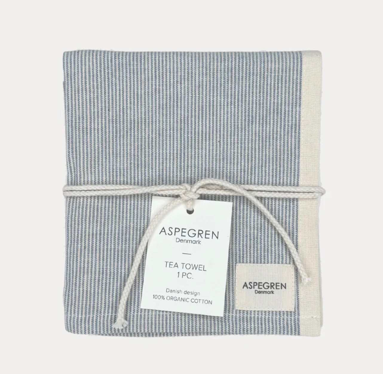 Aspegren Küchentuch „Pinstripe Sprinklake“ – Nadelstreifen-Geschirrtuch aus Bio-Baumwolle | 50 × 70 cm