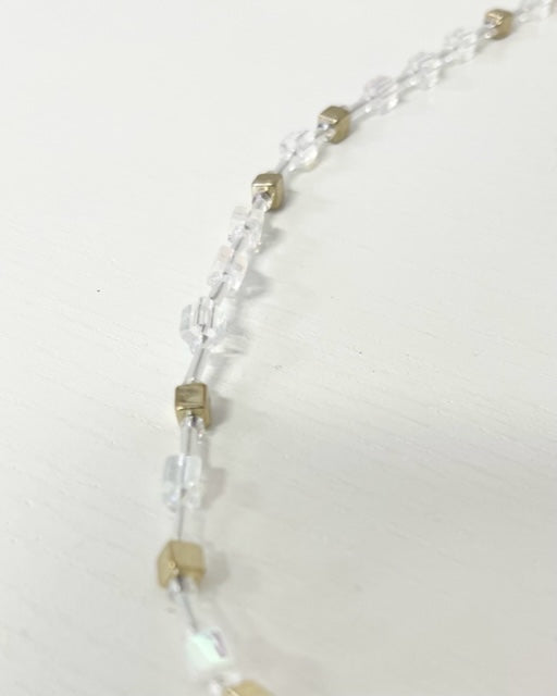 Kette weiß/gold/transparent "Gletschersee"