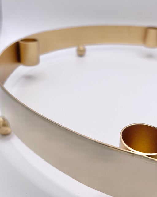 Advents-Kerzenhalter rund in Beige-Gold – stilvoller Begleiter für die Weihnachtszeit