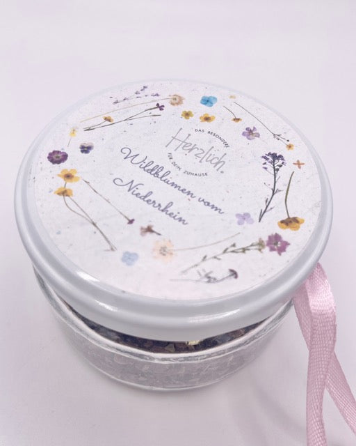 Wildblumen vom Niederrhein im Glas – liebevolle Geschenkidee (70g Saatgut)