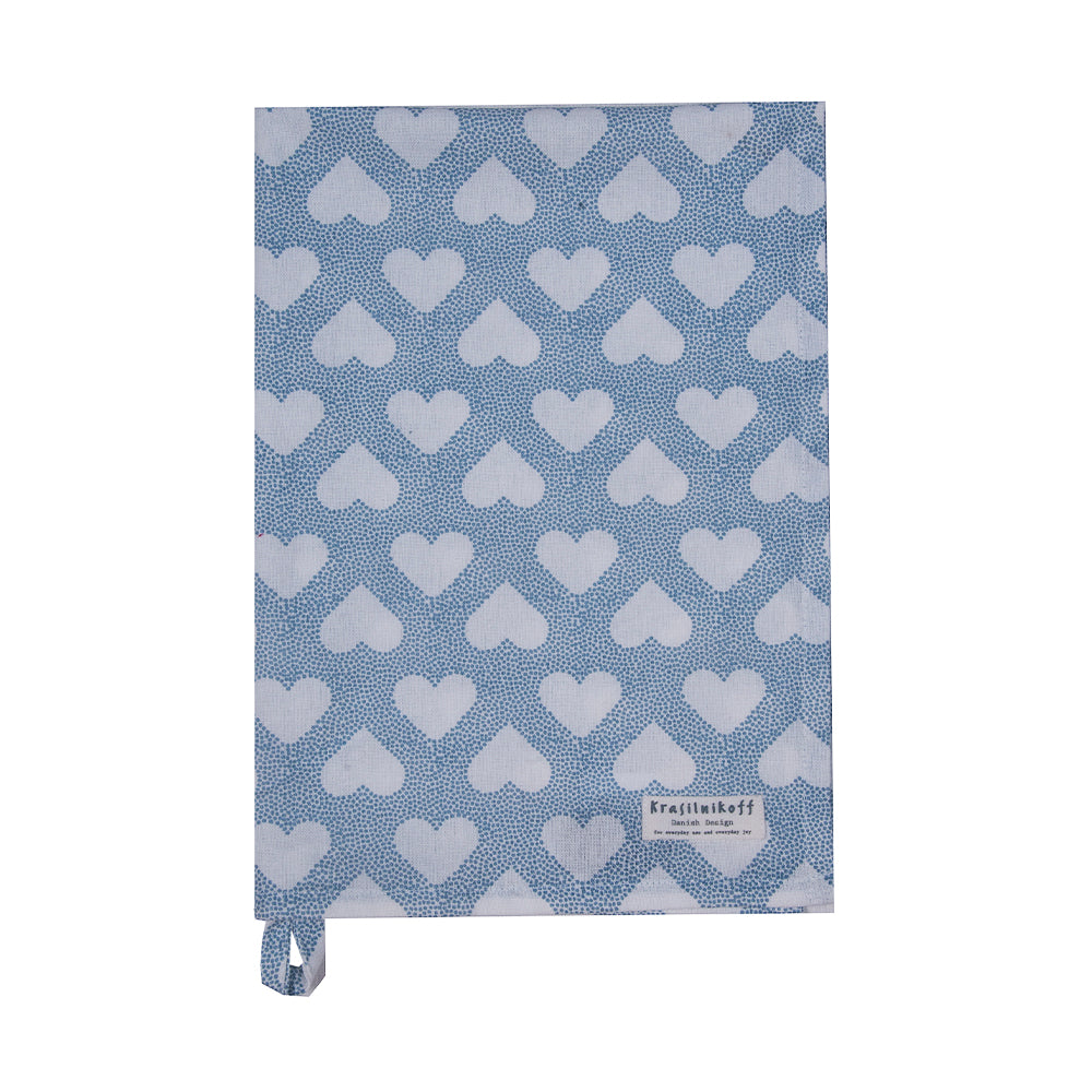 Krasilnikoff Küchentuch Herz blau – 100% Baumwolle, 50 x 70 cm