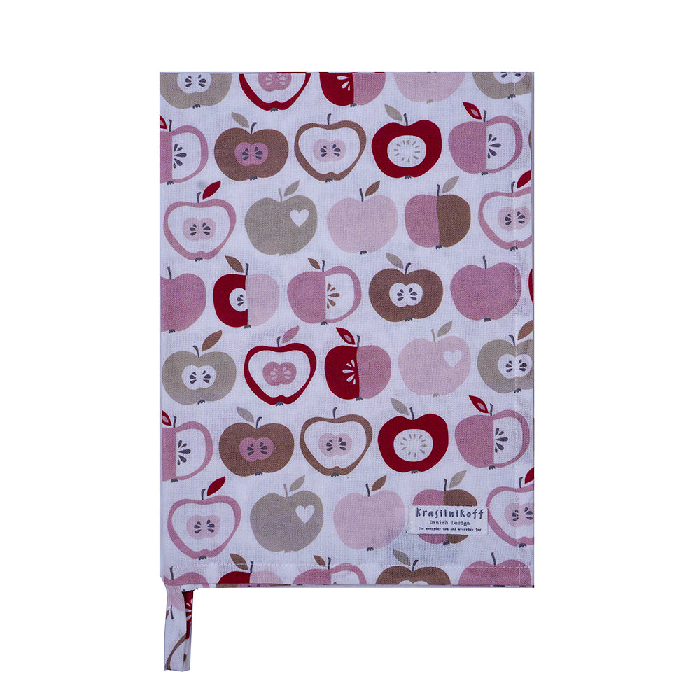 Krasilnikoff Küchentuch Äpfel rosa/rot – 100% Baumwolle, 50 x 70 cm