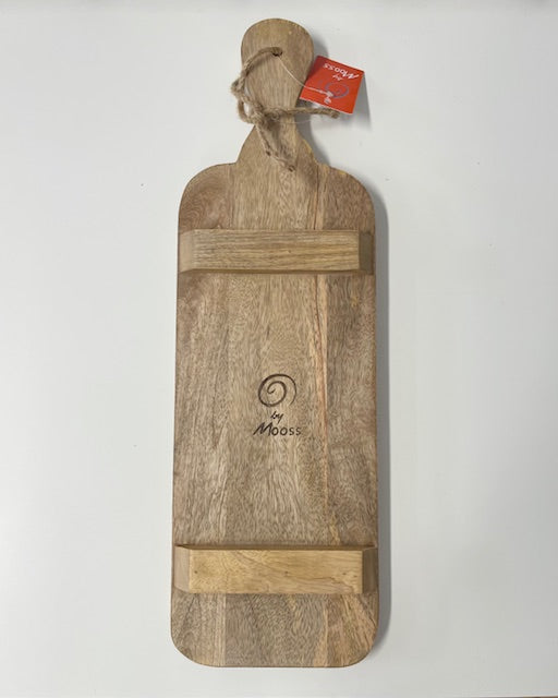 Längliches Holzbrett 53x16cm mit Griff & Füßen - Servierbrett im Landhausstil