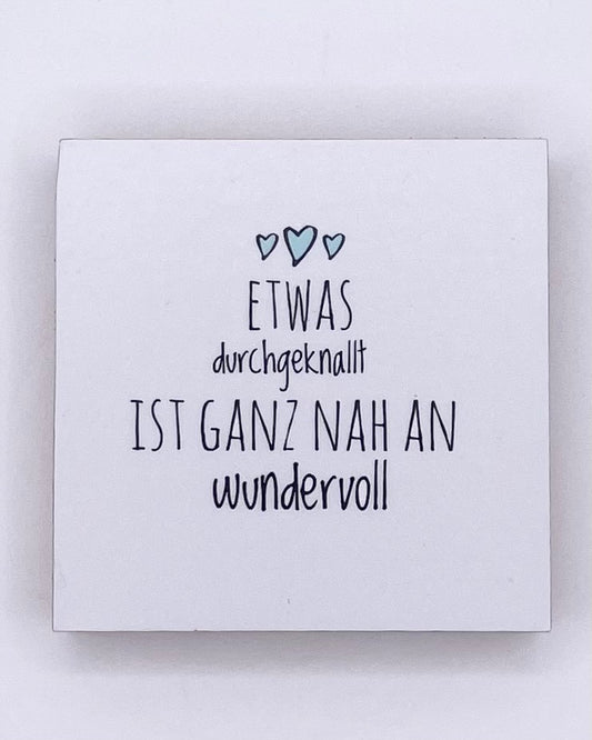 Handgemachte Holzschilder mit lustigen Sprüchen – dekorativ & einzigartig "Etwas durchgeknallt..." 7x7 cm