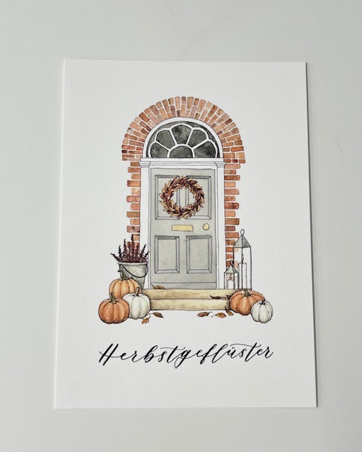 Handgemachte Papeterie Frollein Lücke - Postkarte "Herbstgeflüster"