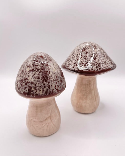 Keramik-Pilz 2erSet – stilvolle Naturdeko in Beige & Braun