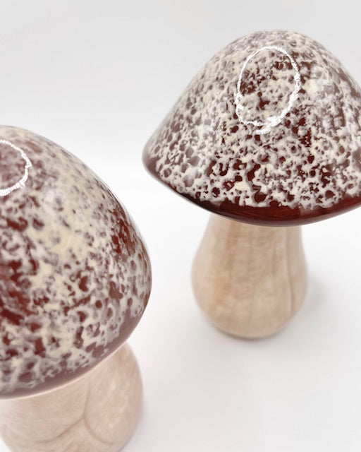 Keramik-Pilz 2erSet – stilvolle Naturdeko in Beige & Braun