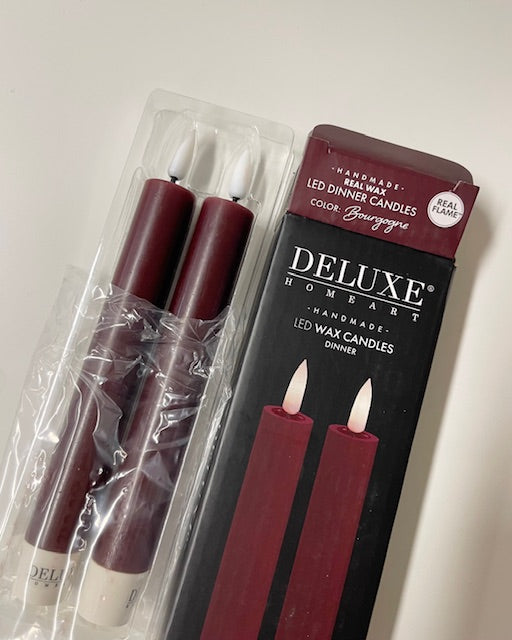 Deluxe Homeart - LED Stabkerze 2er Set bourgogne 15 cm