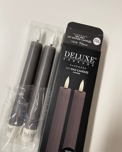 Deluxe Homeart - LED Staberzen 2er Set, mocca 15 cm