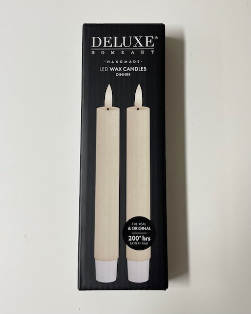 Deluxe Homeart LED Stabkerzen 2er Set creme, 15cm
