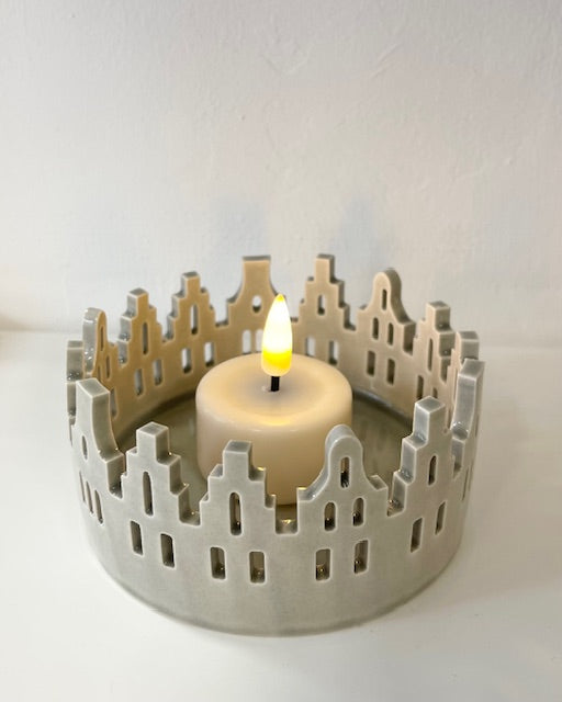 Teelichthalter „Grachteromantik“ – Grau glänzend | Stimmungsvoll & stilvoll