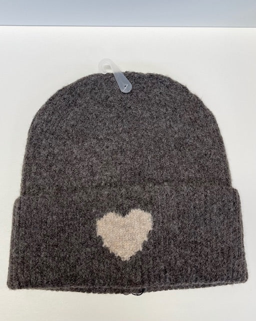 Kuschelige Wintermütze mit Herz in 2 Farben