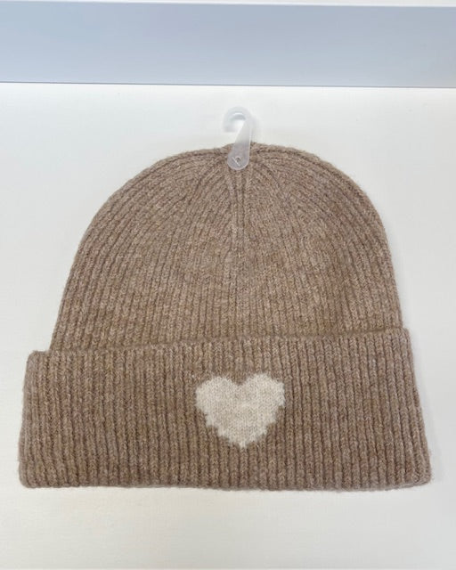 Kuschelige Wintermütze mit Herz in 2 Farben