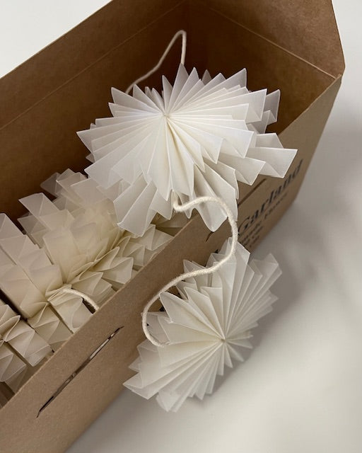 Papierstern-Girlande 2 m – Skandinavische Deko in Weiß, Rosé & Taupe