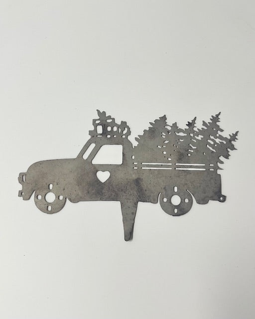 Nostalgischer Pflanzstecker Dekostecker Weihnachtsauto aus Zink - Krasilnikoff