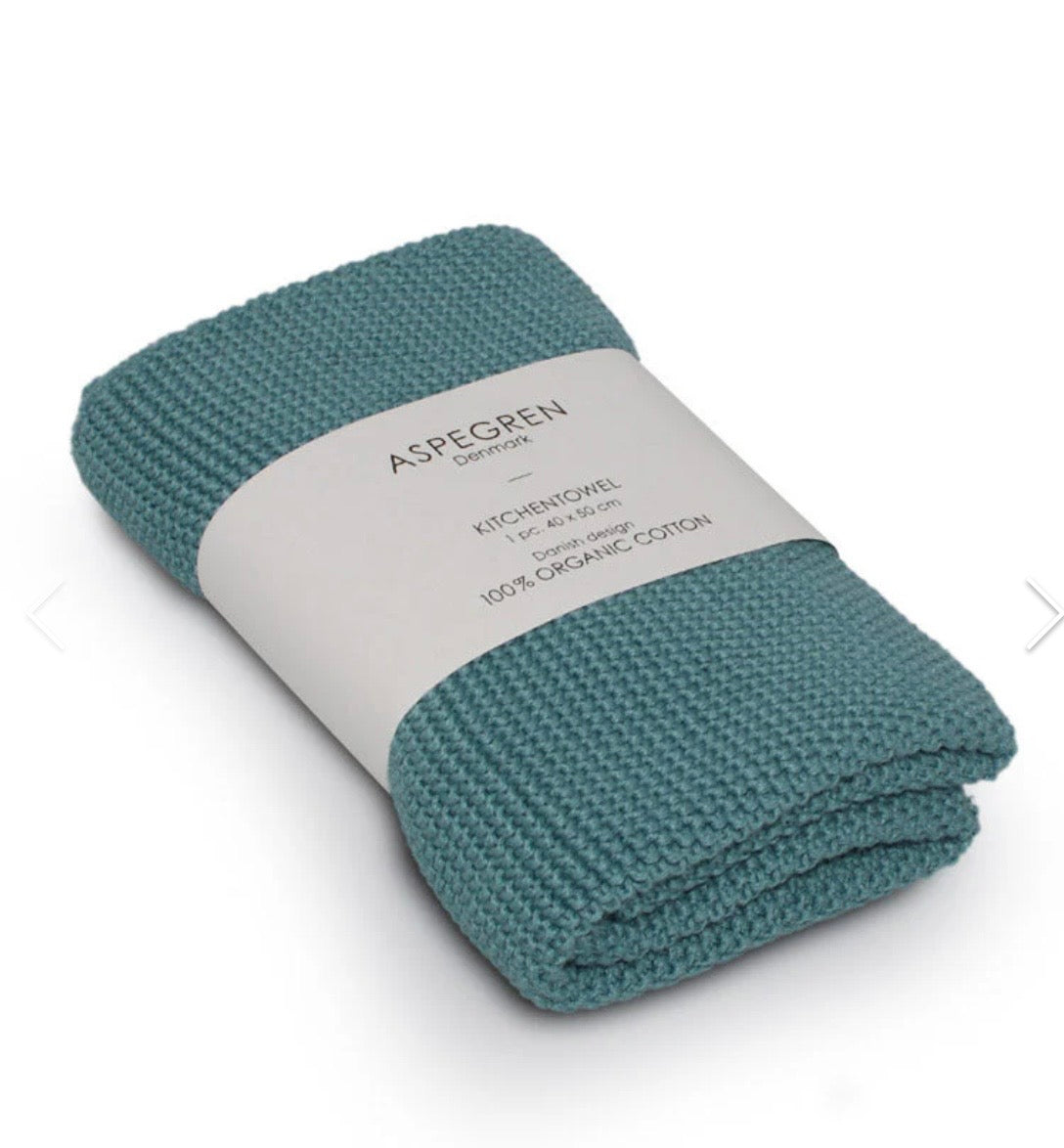 Aspegren gestricktes Kitchen Towel „Aqua Sea“ – Weiche Natürlichkeit im skandinavischen Design
