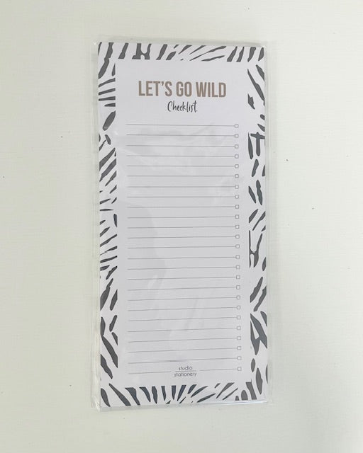 Notizblock „Let’s Go Wild“ – Checkliste im Wilddesign | 10 × 21 cm