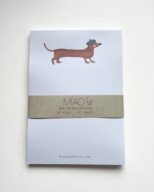 MIAO Notizblock – Design Notepad mit Dackelmotiv