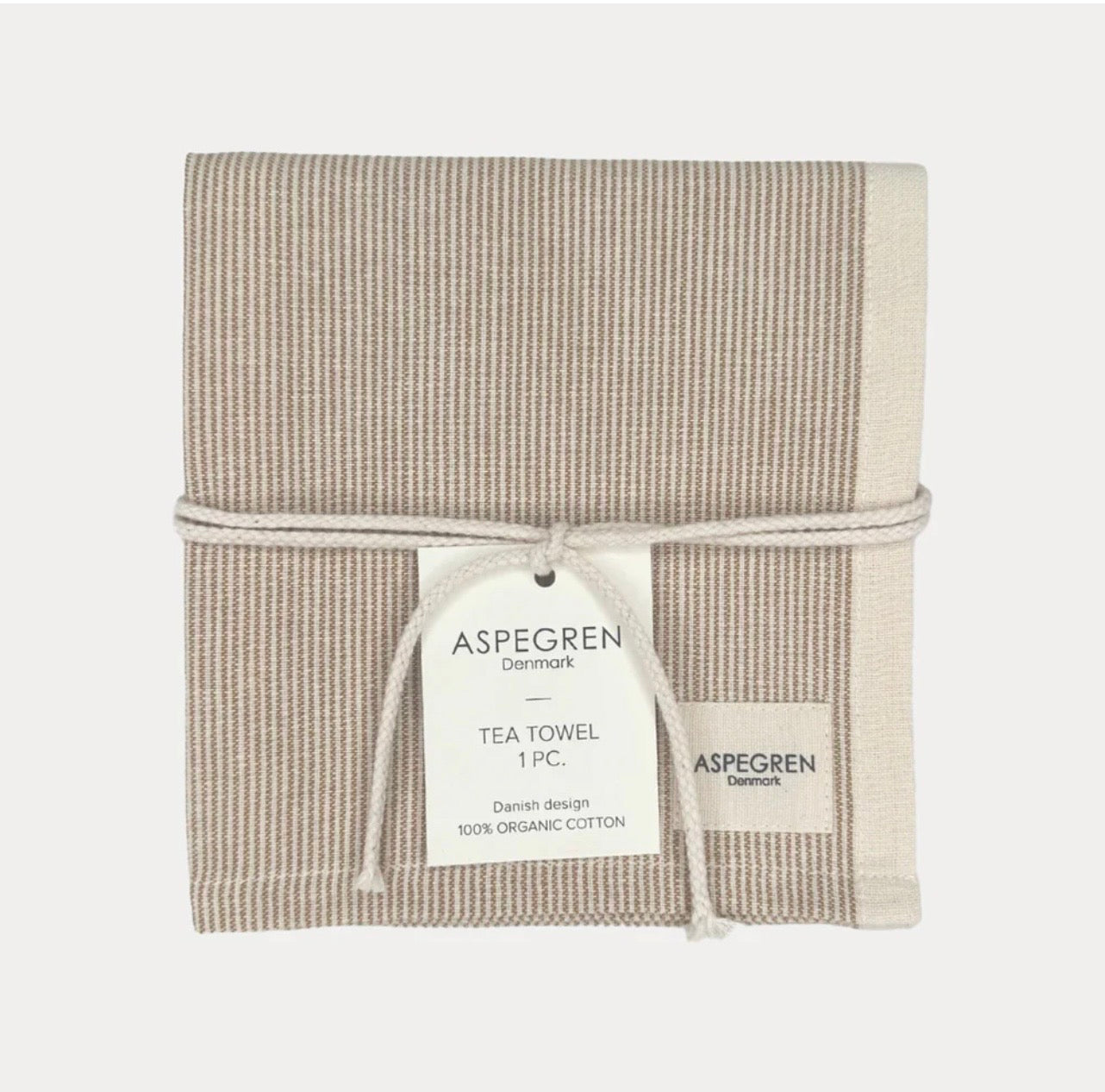 Aspegren Küchentuch „Pinstripe Goldenspice“ – Nadelstreifen-Geschirrtuch aus Bio-Baumwolle | 50 × 70 cm