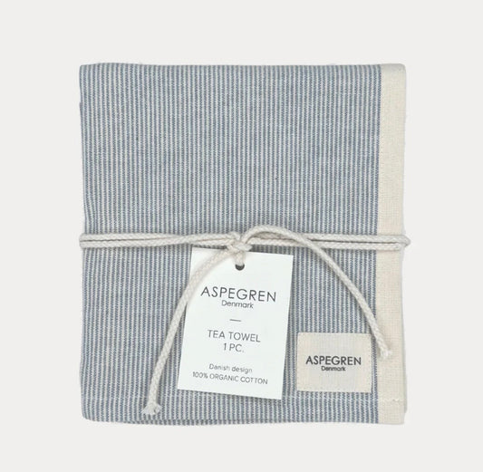 Aspegren Küchentuch „Pinstripe Sprinklake“ – Nadelstreifen-Geschirrtuch aus Bio-Baumwolle | 50 × 70 cm