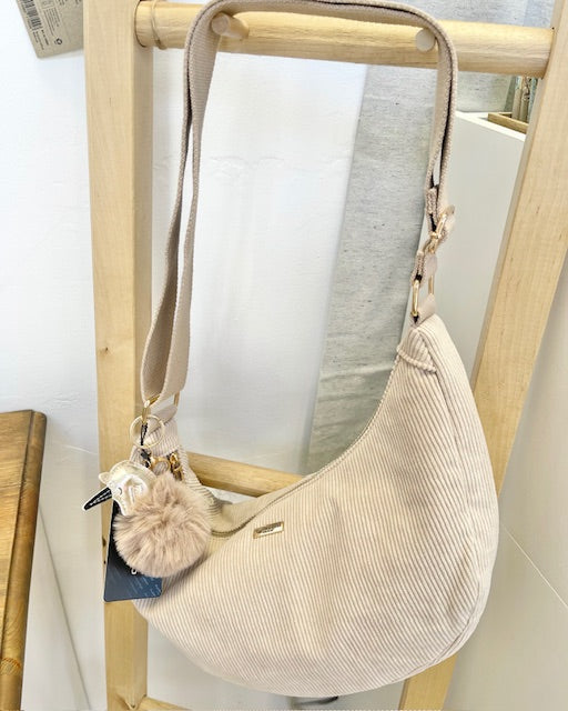 Elegante Cord-Umhängetasche in Beige – Stilvoll, weich & alltagstauglich