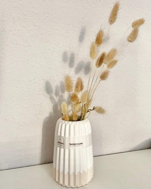 Daheim Design Vase beige weiß schmaler Streifen